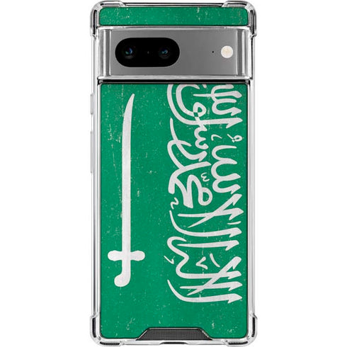 Saudi Arabia Flag Distressed Google Pixel 8a Clear Case
